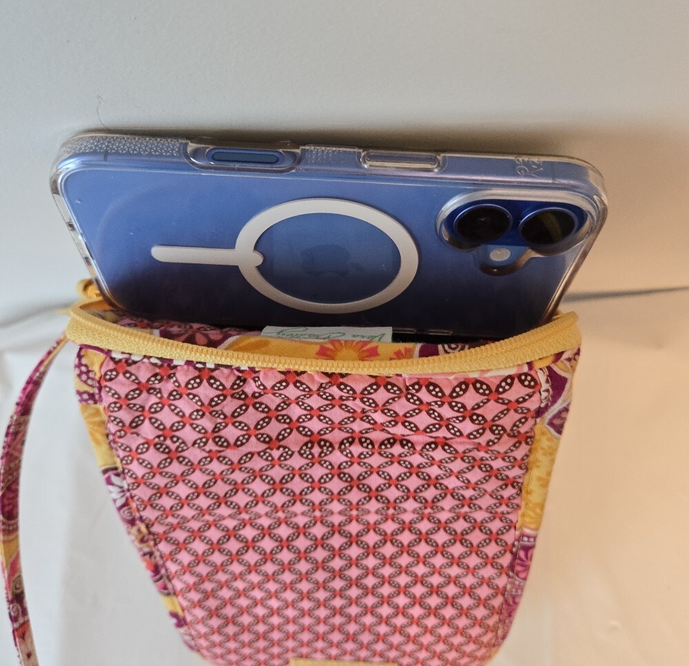 Vera Bradley Quilted Floral Crossbody Bag Yellow Purple Pink | 8" x 6" | - Picture 9 of 13
